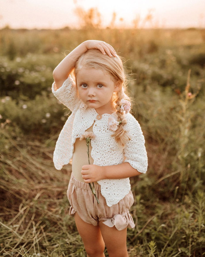 INDIE BLUE Girl's Top Emma Cardigan (ivory) FINAL SALE