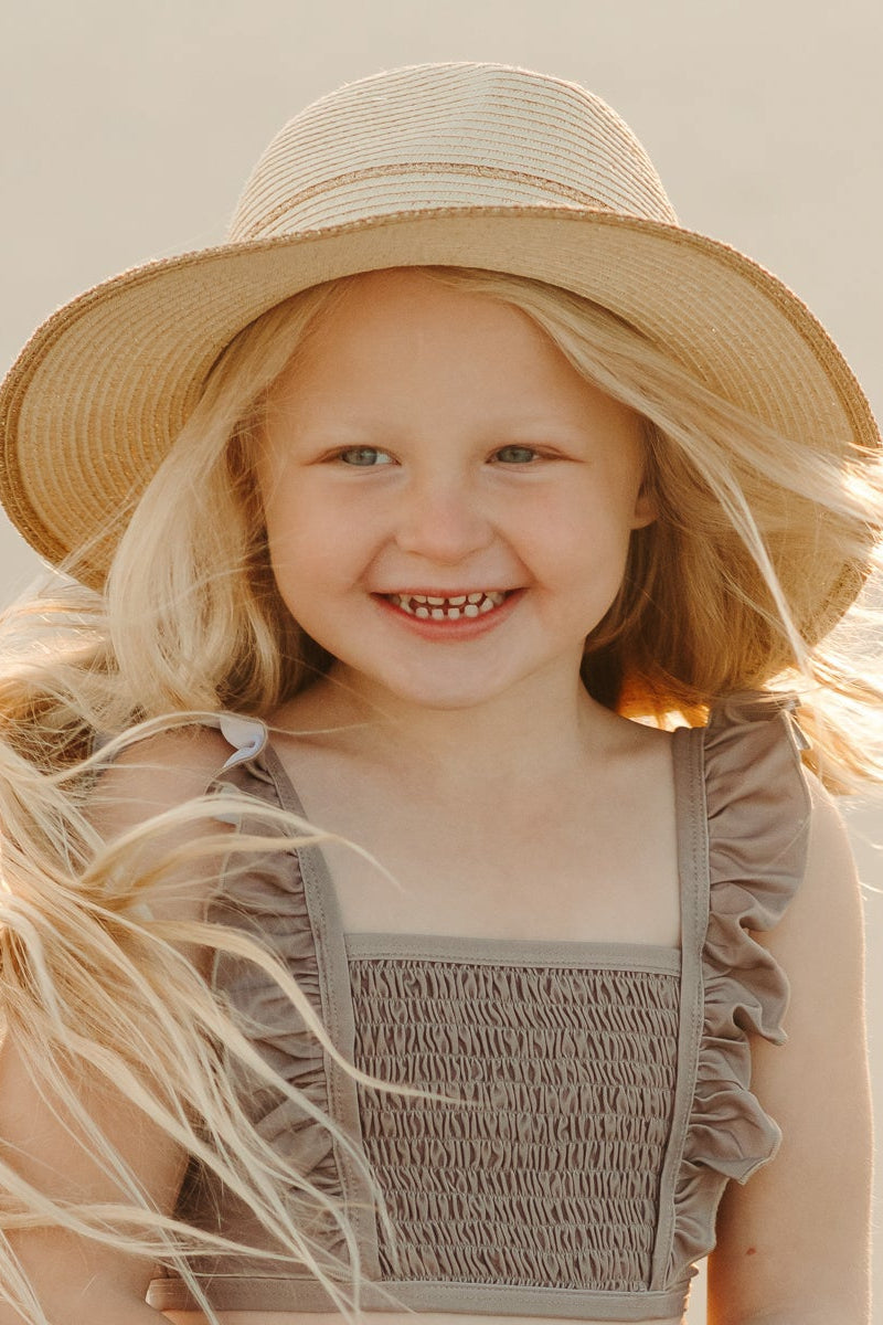 LB Girl's Swim Smocked Ruffle Set (ash) FINAL SALE