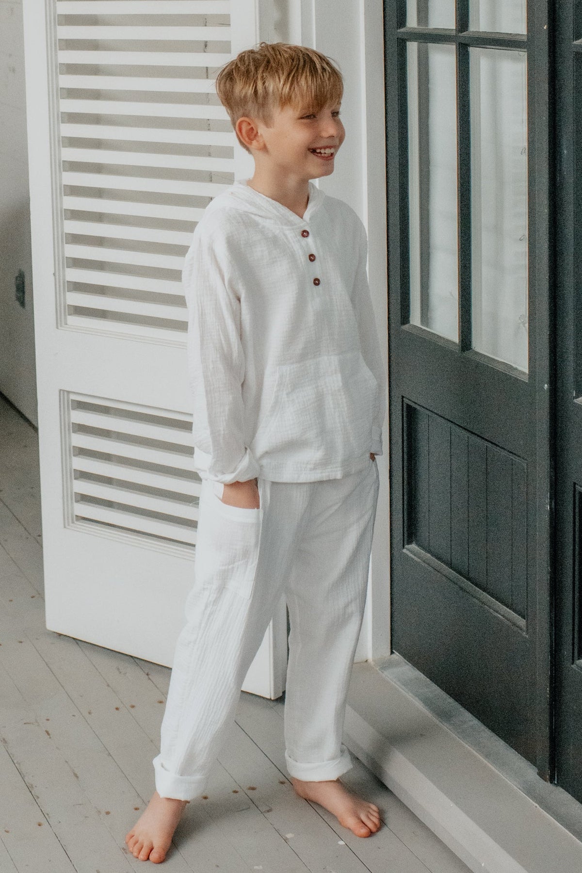 SS Boy's Bottoms Finn Pants (white muslin)