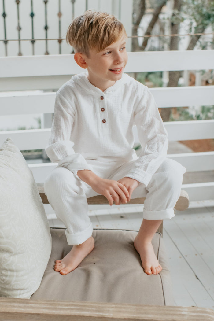 SS Boy's Bottoms Finn Pants (white muslin)