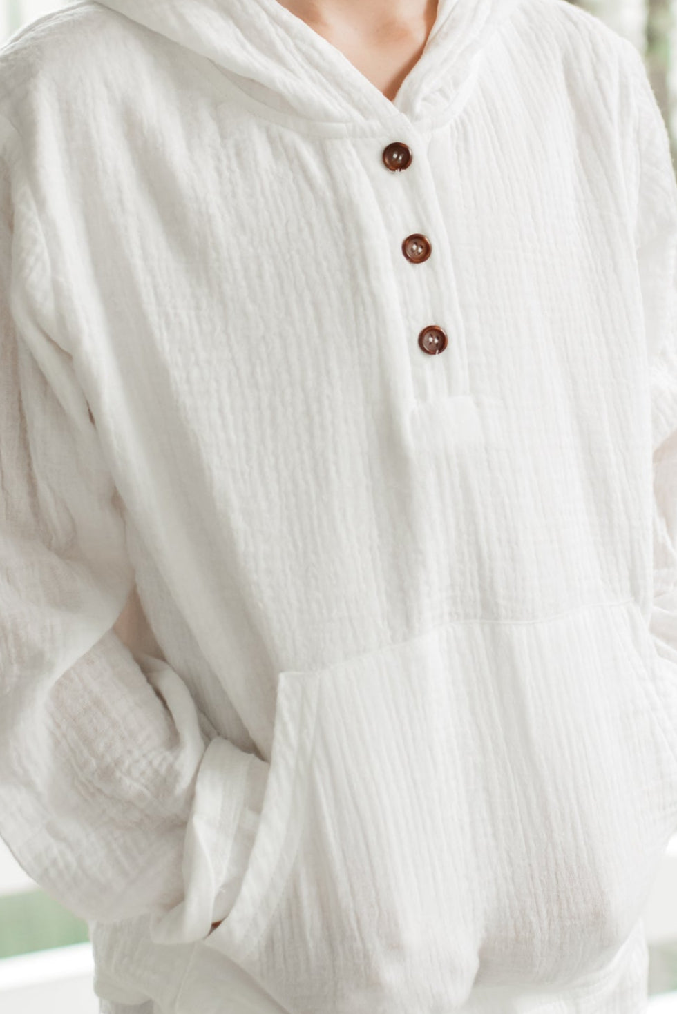 SS Boy's Top Knox Hoodie (white muslin)