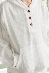 SS Boy's Top Knox Hoodie (white muslin)