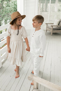 SS Girl's Dress Karina Dress (tan gingham)