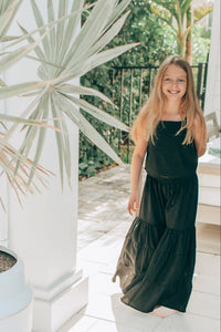 SS Girl's Top Cassie Top (black soft linen)