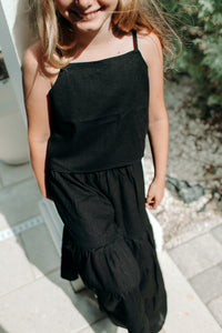 SS Girl's Top Cassie Top (black soft linen)