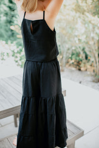 SS Girl's Top Cassie Top (black soft linen)