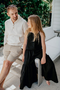 SS Girl's Top Cassie Top (black soft linen)