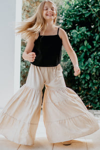 SS Girl's Top Cassie Top (black soft linen)