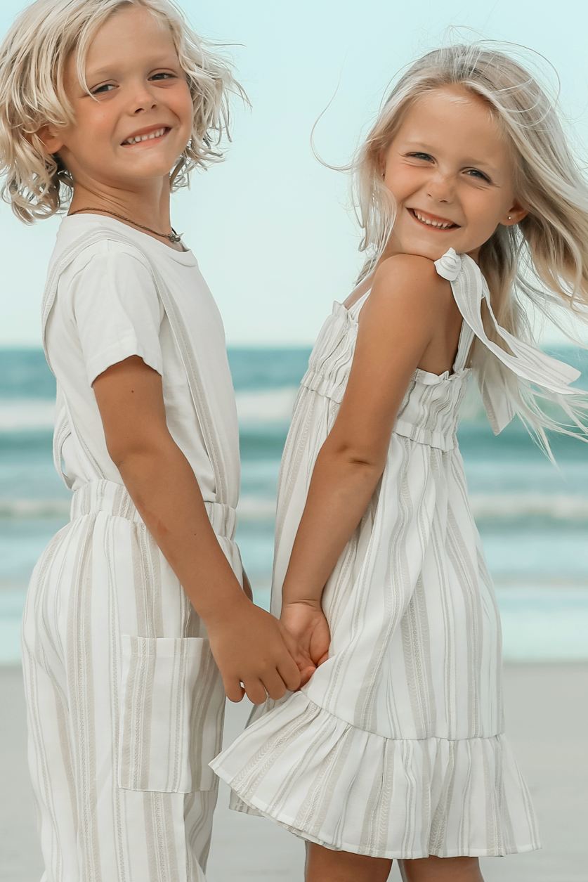 SS Girl's Dress Evie Tunic Dress (desert stripe linen)