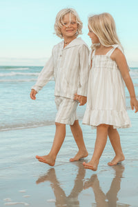 SS Girl's Dress Evie Tunic Dress (desert stripe linen)