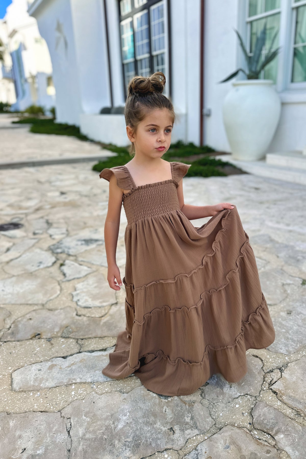 SS Girl's Dress Marabella Dress (mocha muslin)