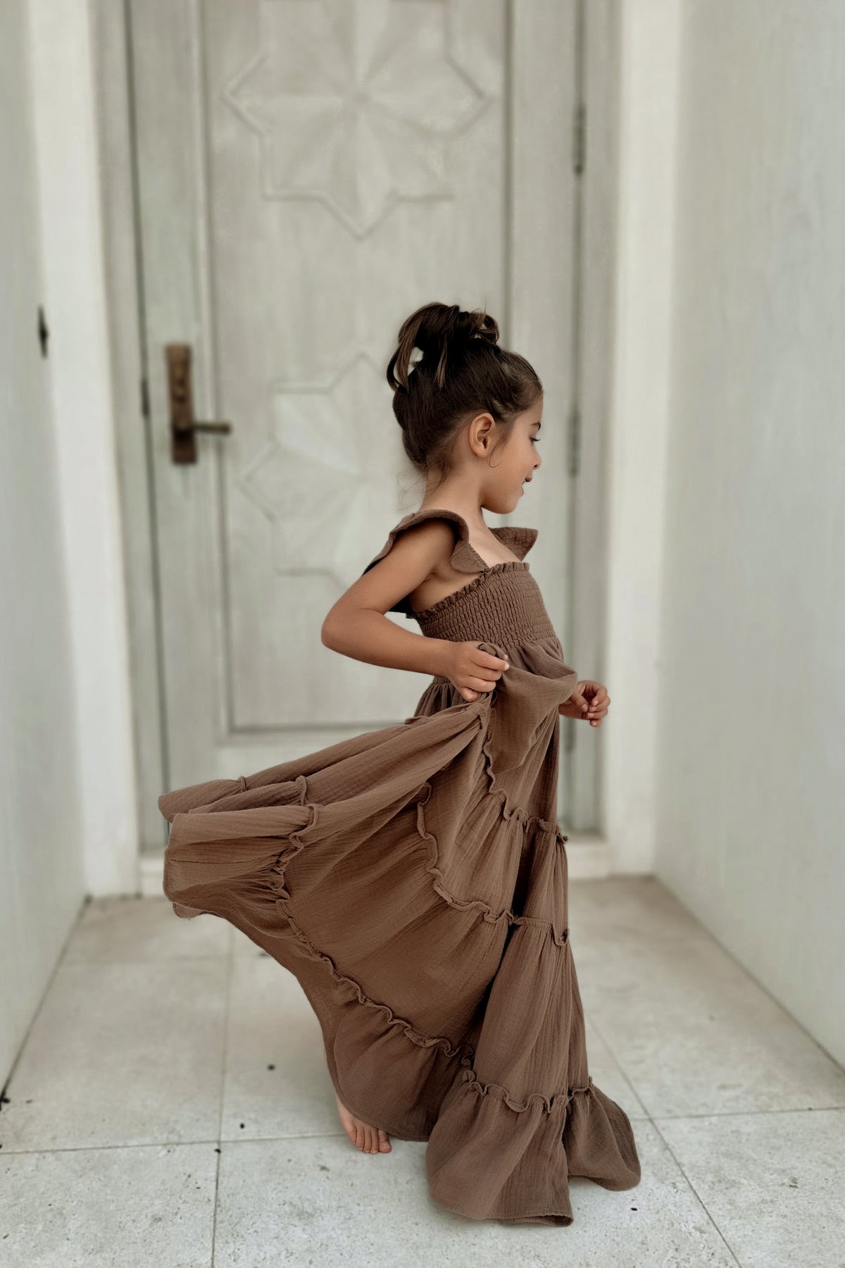 SS Girl's Dress Marabella Dress (mocha muslin)