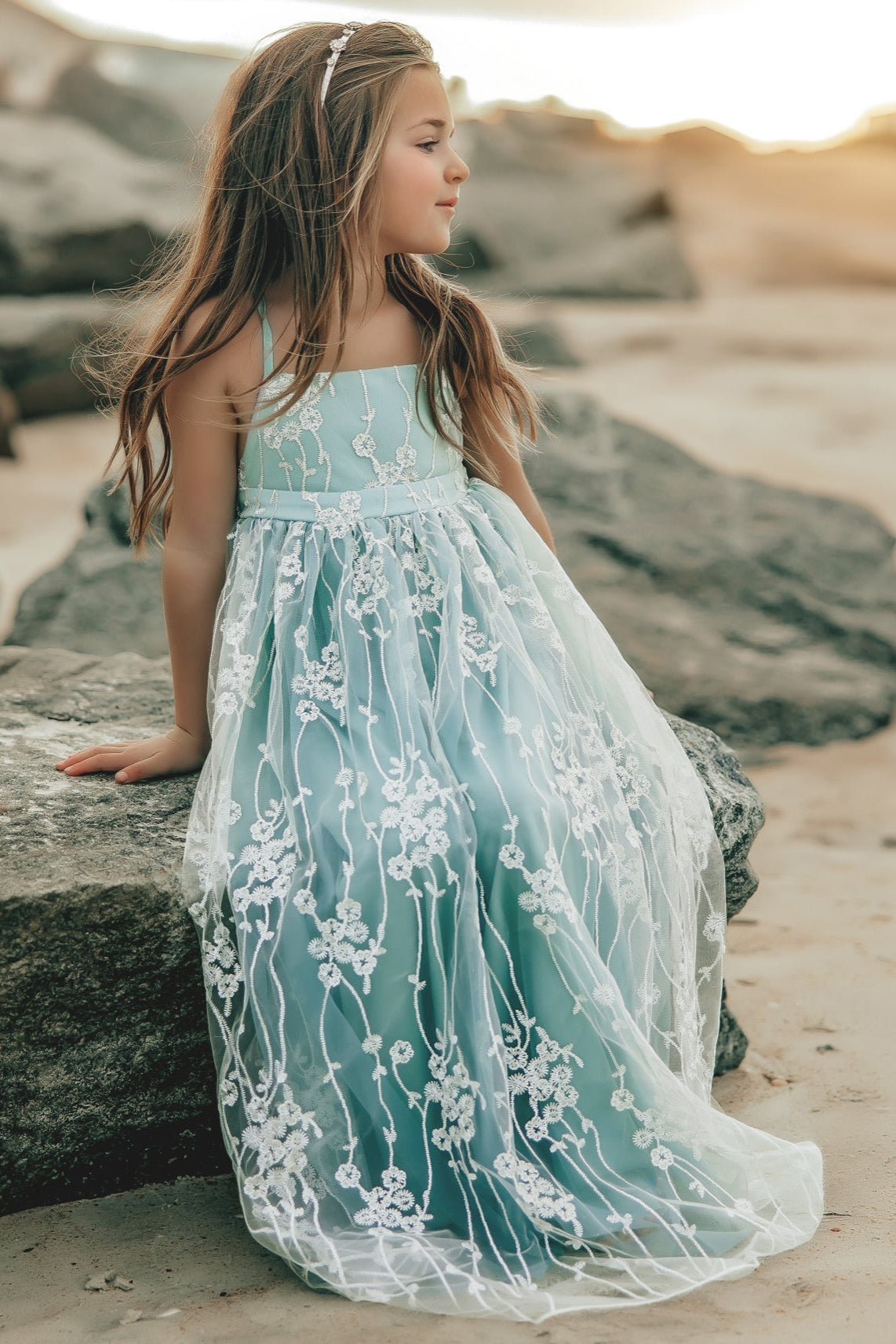 SS Girl's Dress Fiona Lace Dress (coastal blue)