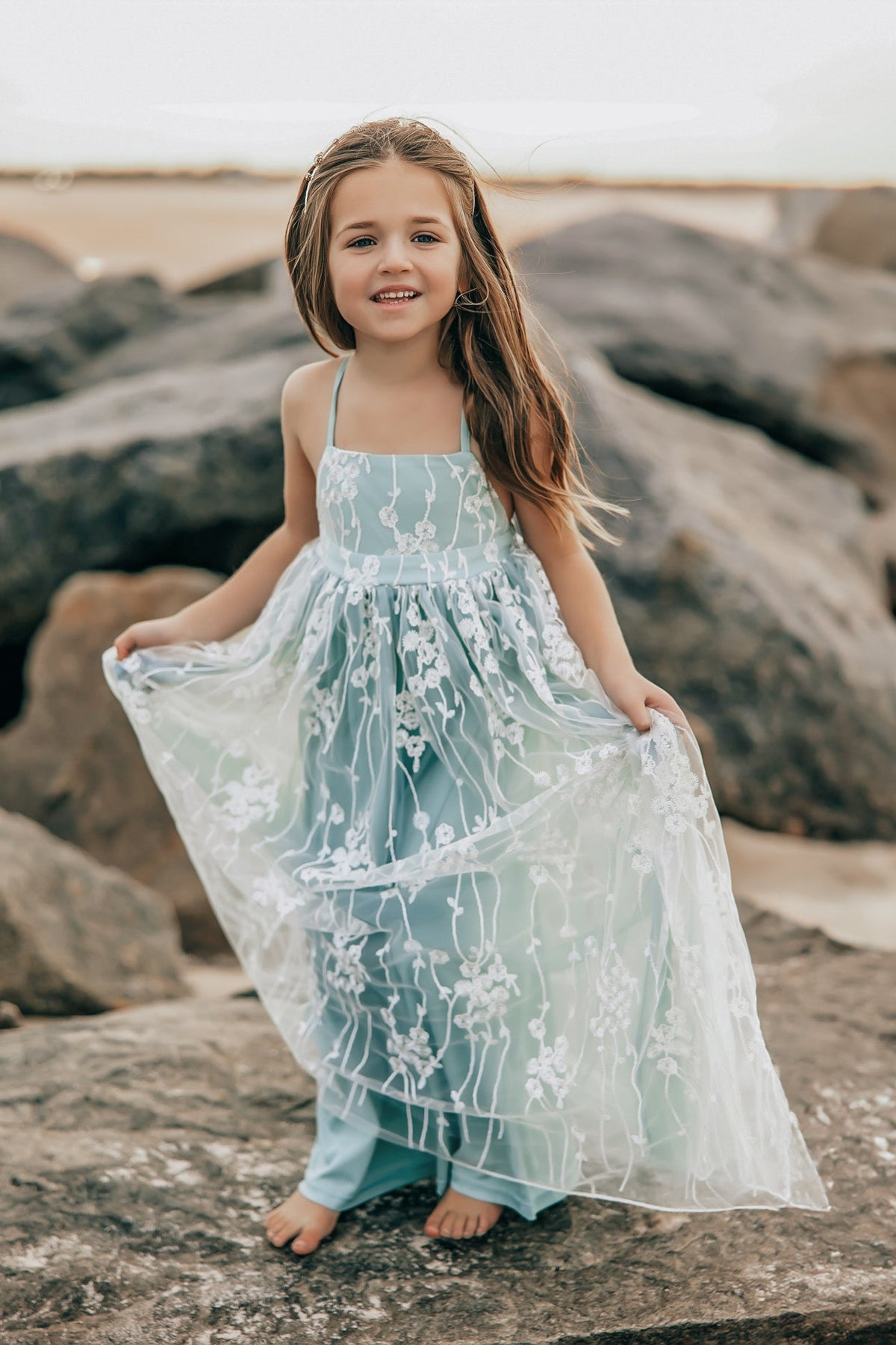 SS Girl's Dress Fiona Lace Dress (coastal blue)