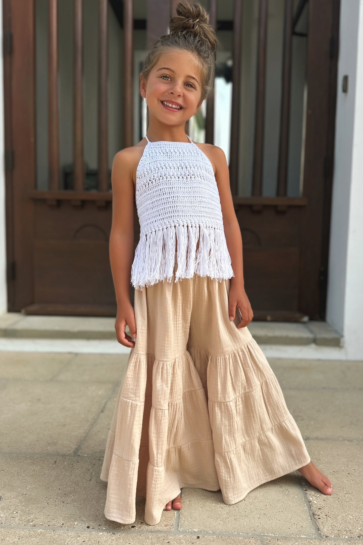 SS Girl's Bottoms Bella Maxi Pants (latte muslin)