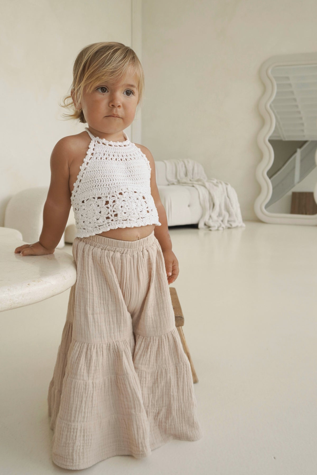 SS Girl's Bottoms Bella Maxi Pants (latte muslin)
