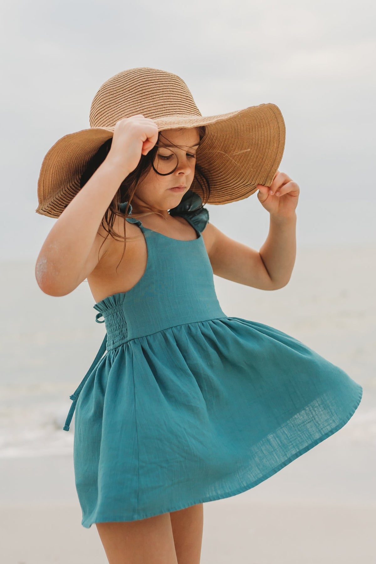 SS Girl's Sets Cora Tunic Set (emerald soft linen)