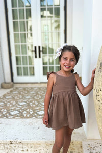 SS Girl's Dress Cora Tunic Set (mocha muslin)
