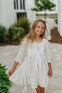 SS Girl's Dress Everleigh Dress (desert stripe linen)