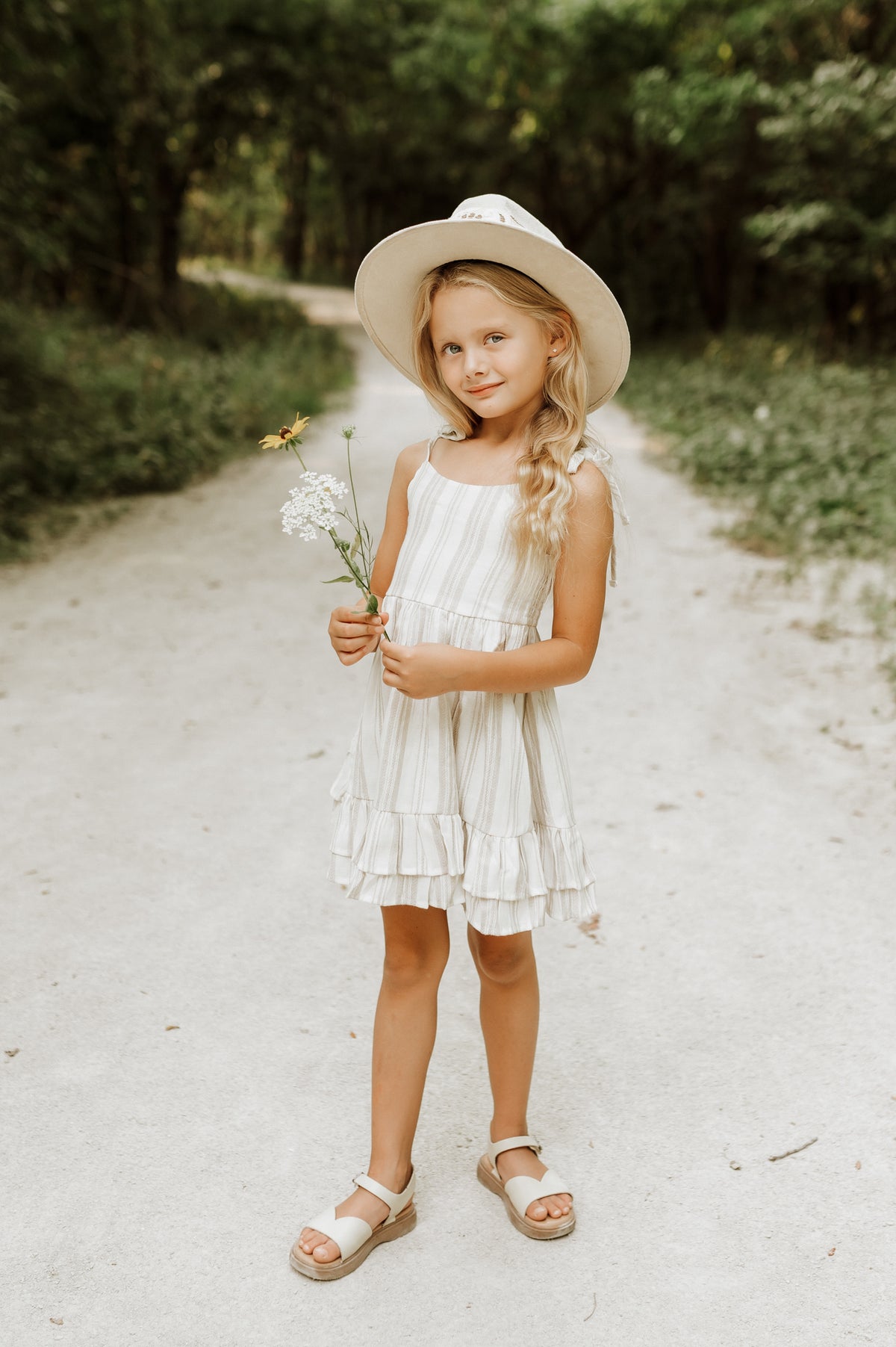 SS Girl's Dress Everleigh Dress (desert stripe linen)