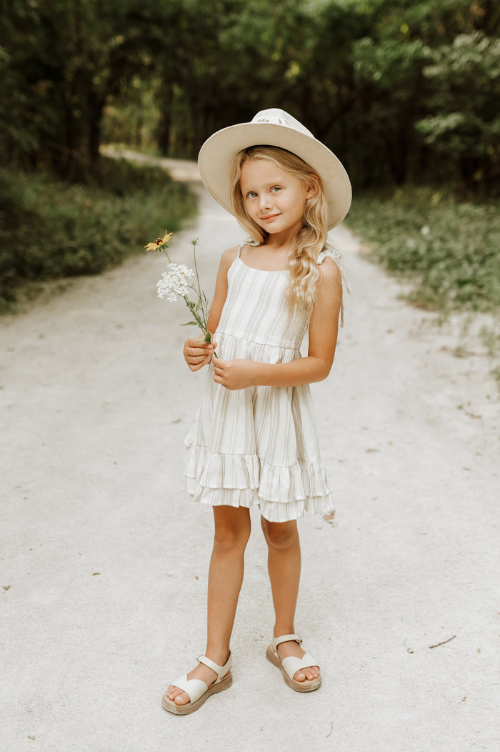 SS Girl's Dress Everleigh Dress (desert stripe linen)