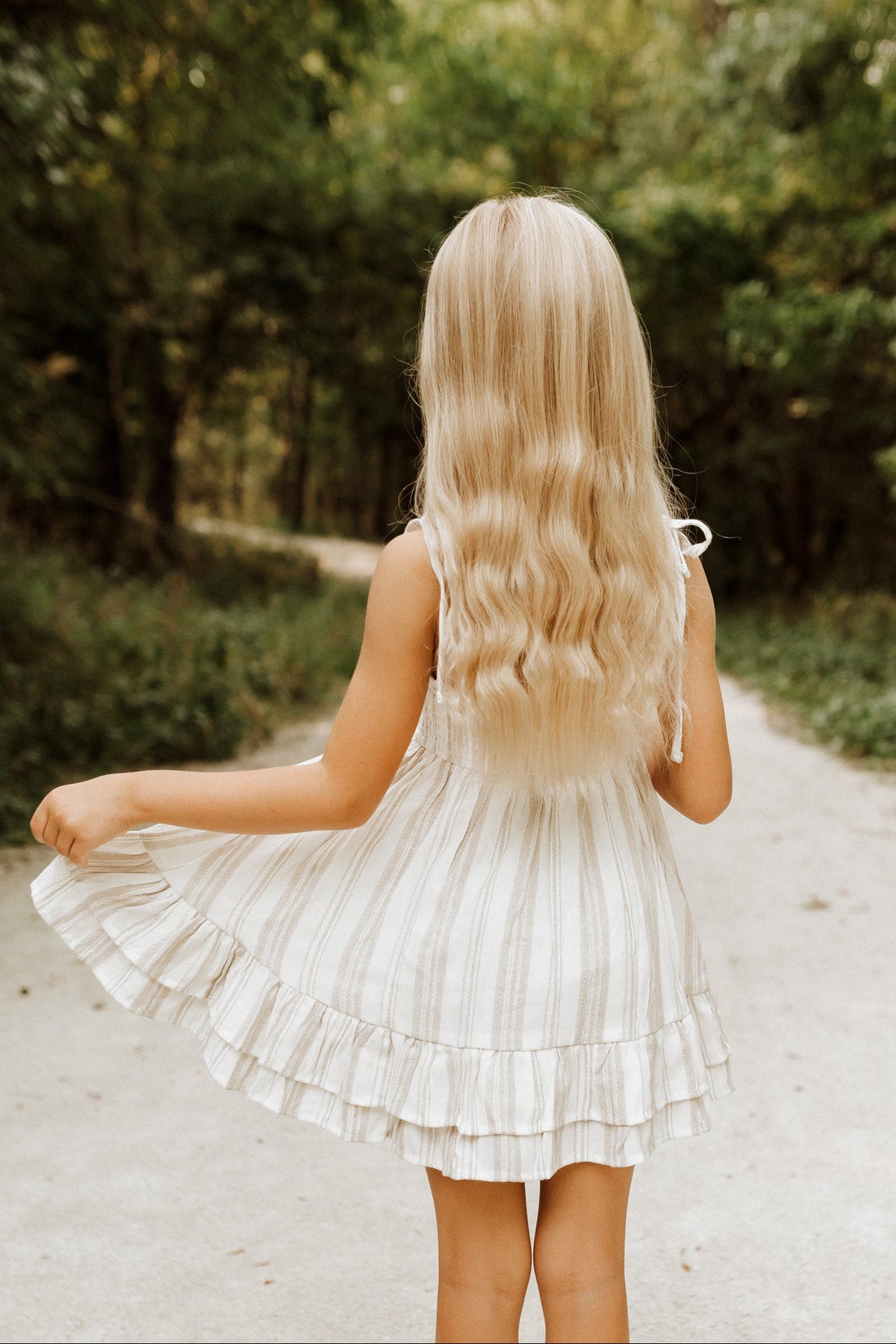 SS Girl's Dress Everleigh Dress (desert stripe linen)