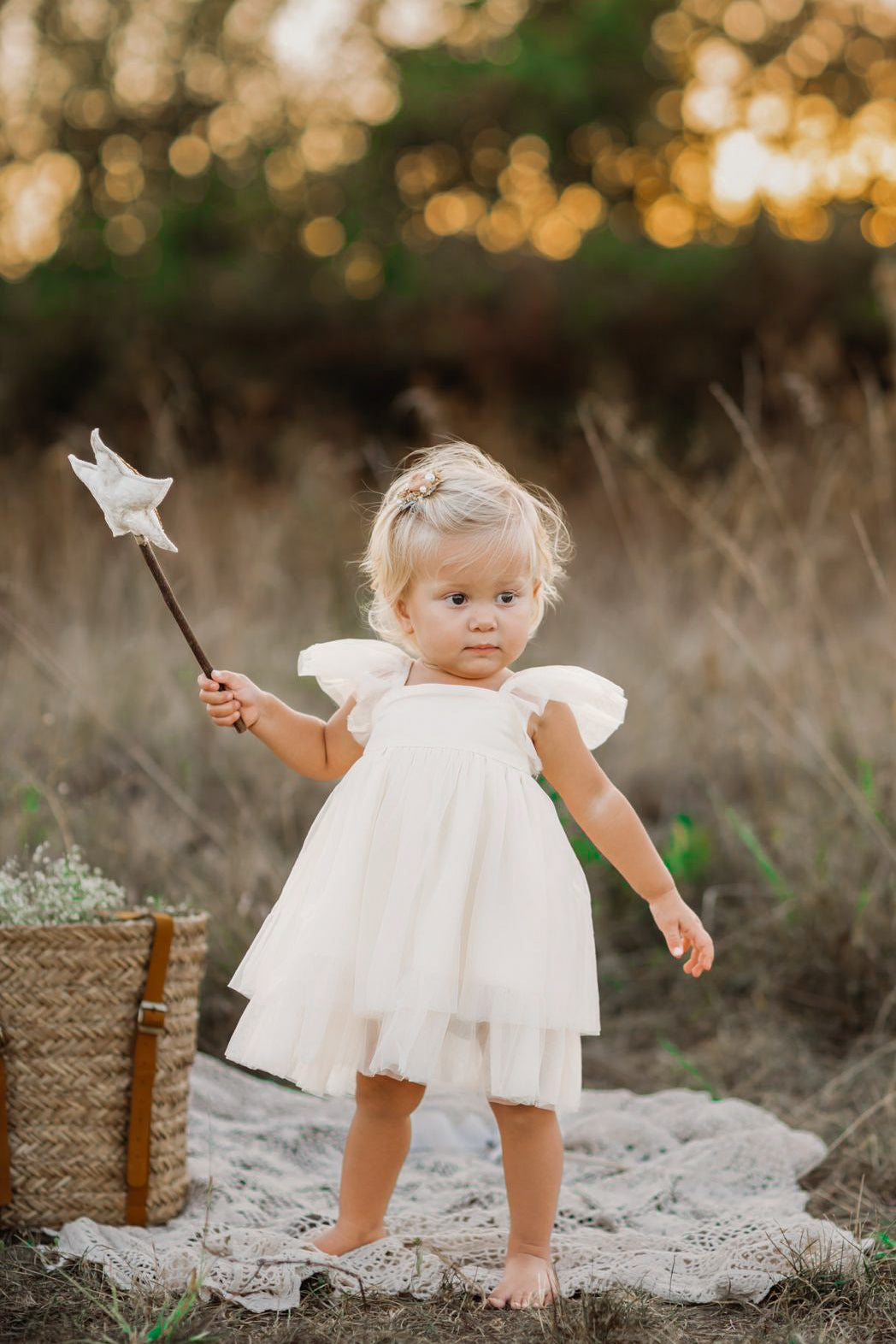 SS Girl's Dress Fawn Dress (antique ivory tulle)