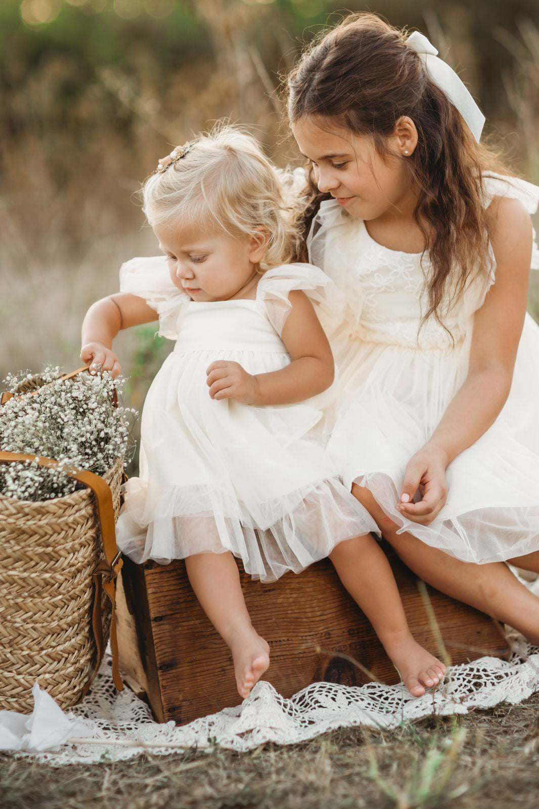 SS Girl's Dress Fawn Dress (antique ivory tulle)