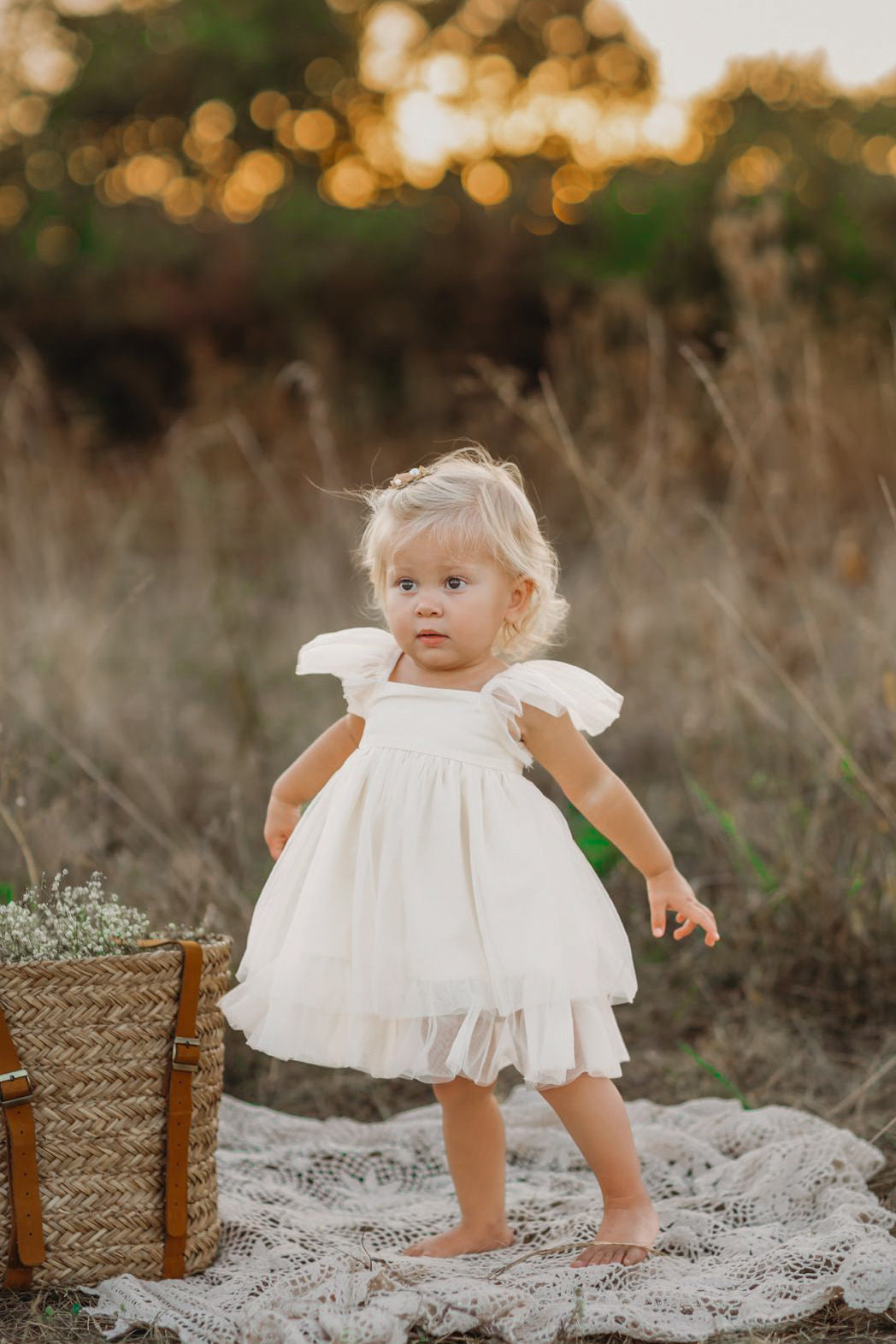 SS Girl's Dress Fawn Dress (antique ivory tulle)