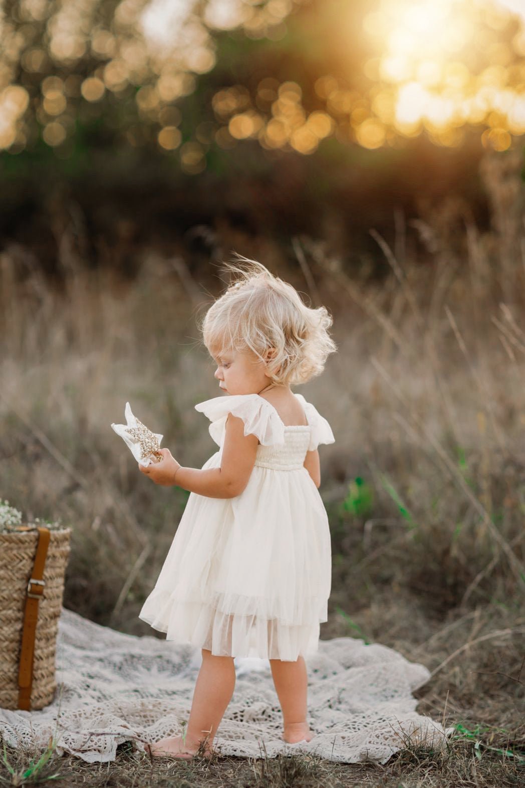 SS Girl's Dress Fawn Dress (antique ivory tulle)