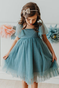 SS Girl's Dress Fawn Dress (soft teal tulle)