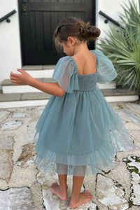 SS Girl's Dress Fawn Dress (soft teal tulle)