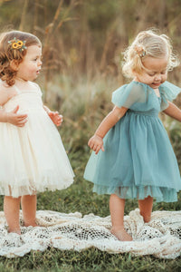 SS Girl's Dress Fawn Dress (soft teal tulle)