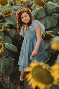 SS Girl's Dress Fawn Dress (soft teal tulle)