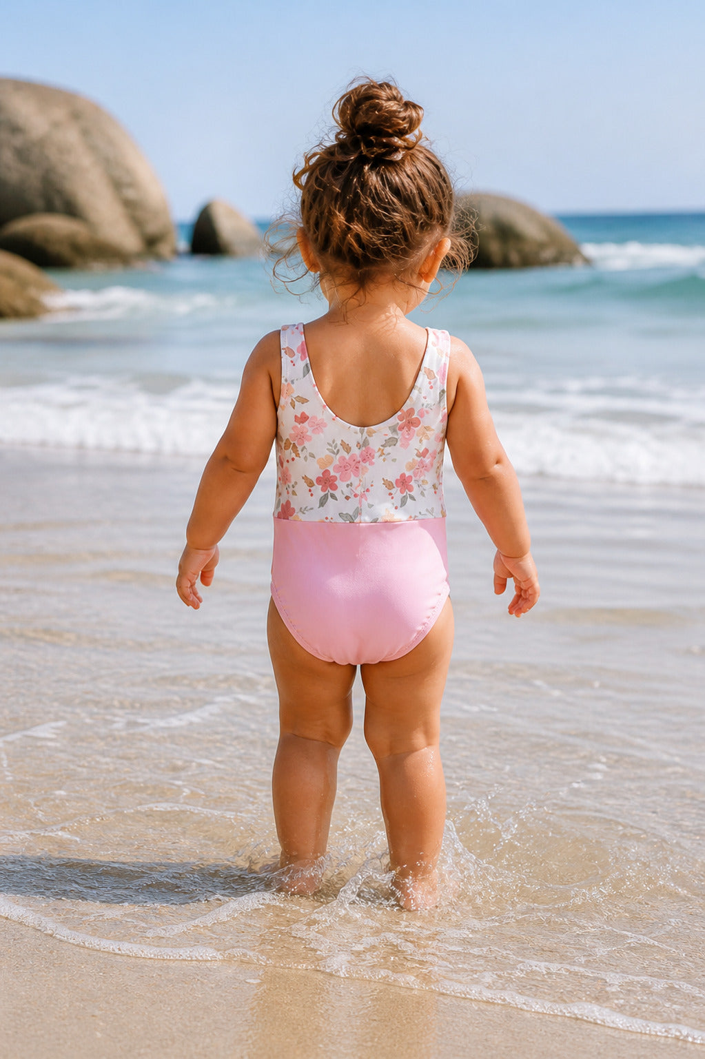 LB Girl's Swim Colorblock One Piece (sweet pea)