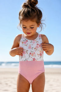 LB Girl's Swim Colorblock One Piece (sweet pea)