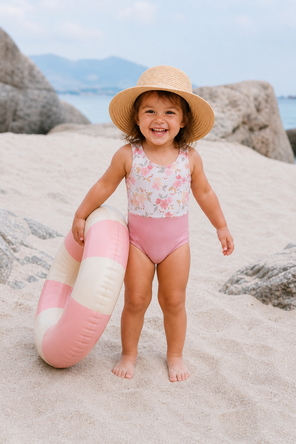 LB Girl's Swim Colorblock One Piece (sweet pea)