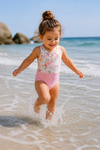 LB Girl's Swim Colorblock One Piece (sweet pea)