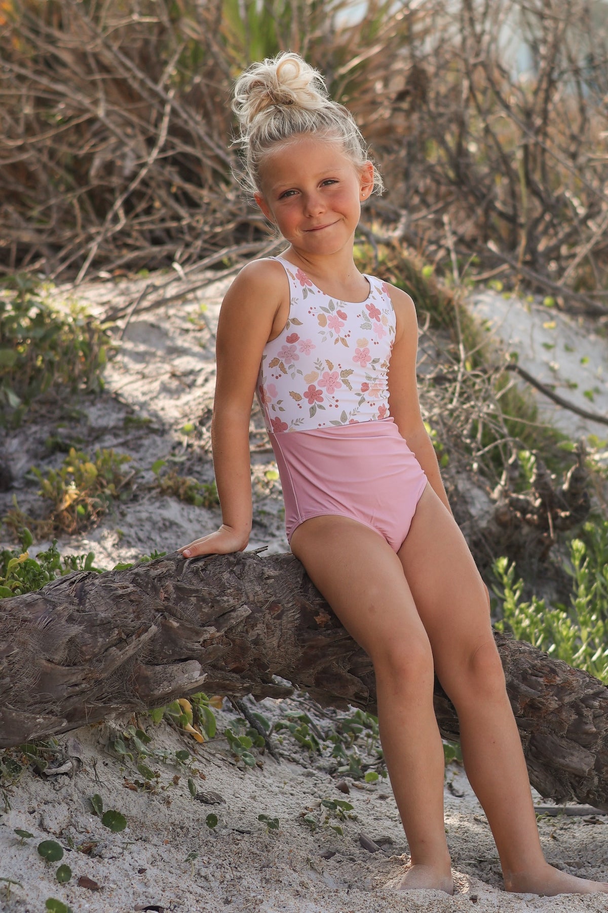 LB Girl's Swim Colorblock One Piece (sweet pea)