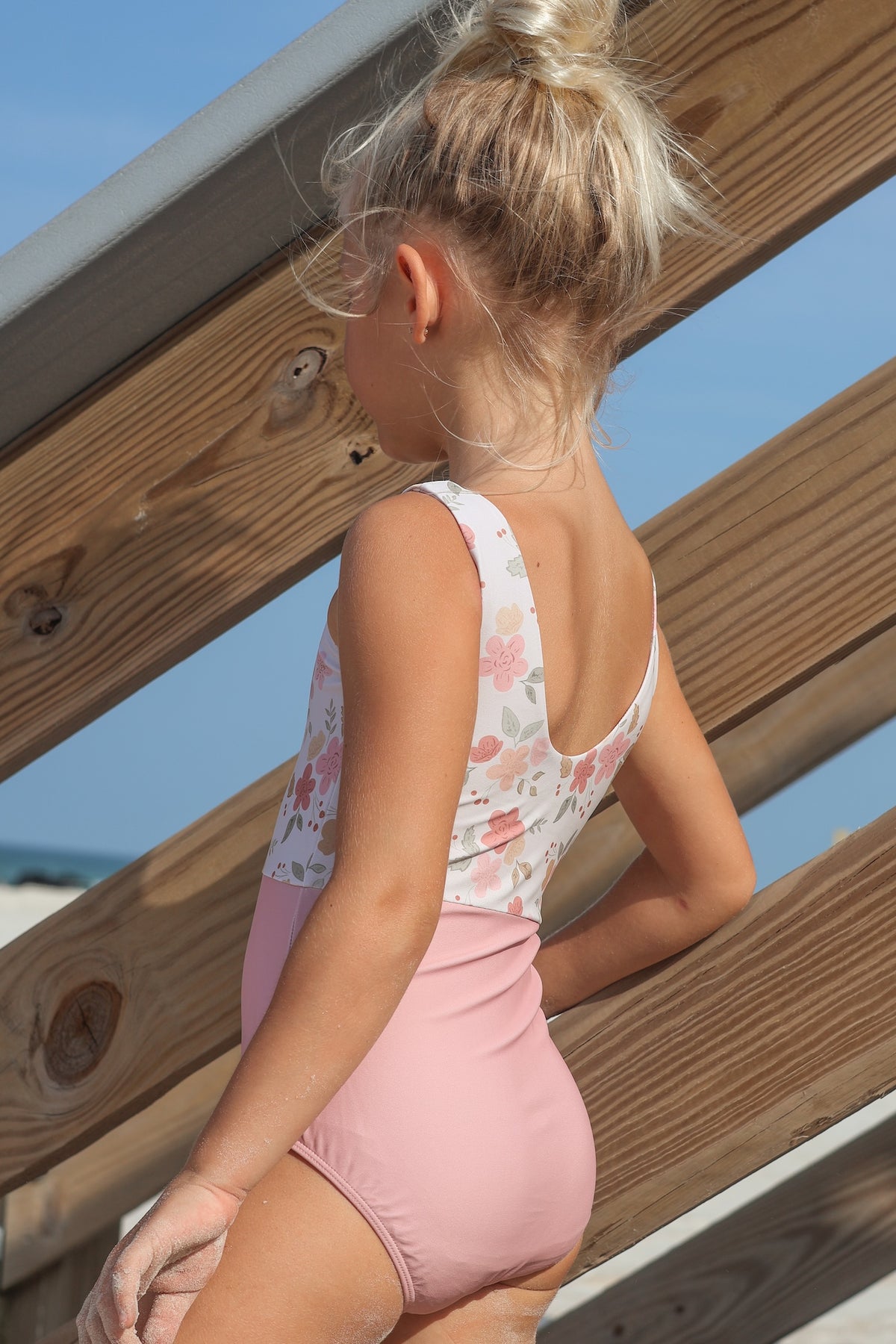 LB Girl's Swim Colorblock One Piece (sweet pea)
