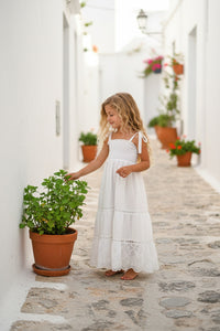 INDIE BLUE Girl's Dress Mary Dress (white eyelet) FINAL SALE