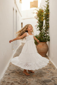 INDIE BLUE Girl's Dress Mary Dress (white eyelet) FINAL SALE