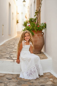 INDIE BLUE Girl's Dress Mary Dress (white eyelet) FINAL SALE