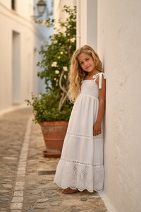 INDIE BLUE Girl's Dress Mary Dress (white eyelet) FINAL SALE