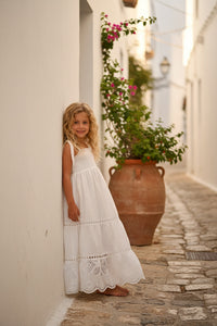 INDIE BLUE Girl's Dress Mary Dress (white eyelet) FINAL SALE