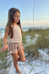 SS Girl's Bottoms Petal Bloomers (mocha stripe linen)