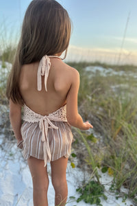SS Girl's Bottoms Petal Bloomers (mocha stripe linen)