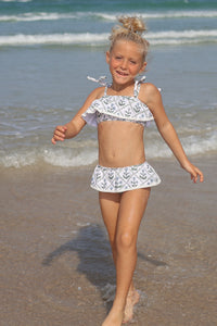 LB Girl's Swim Skirted Ruffle Set (bluebell)