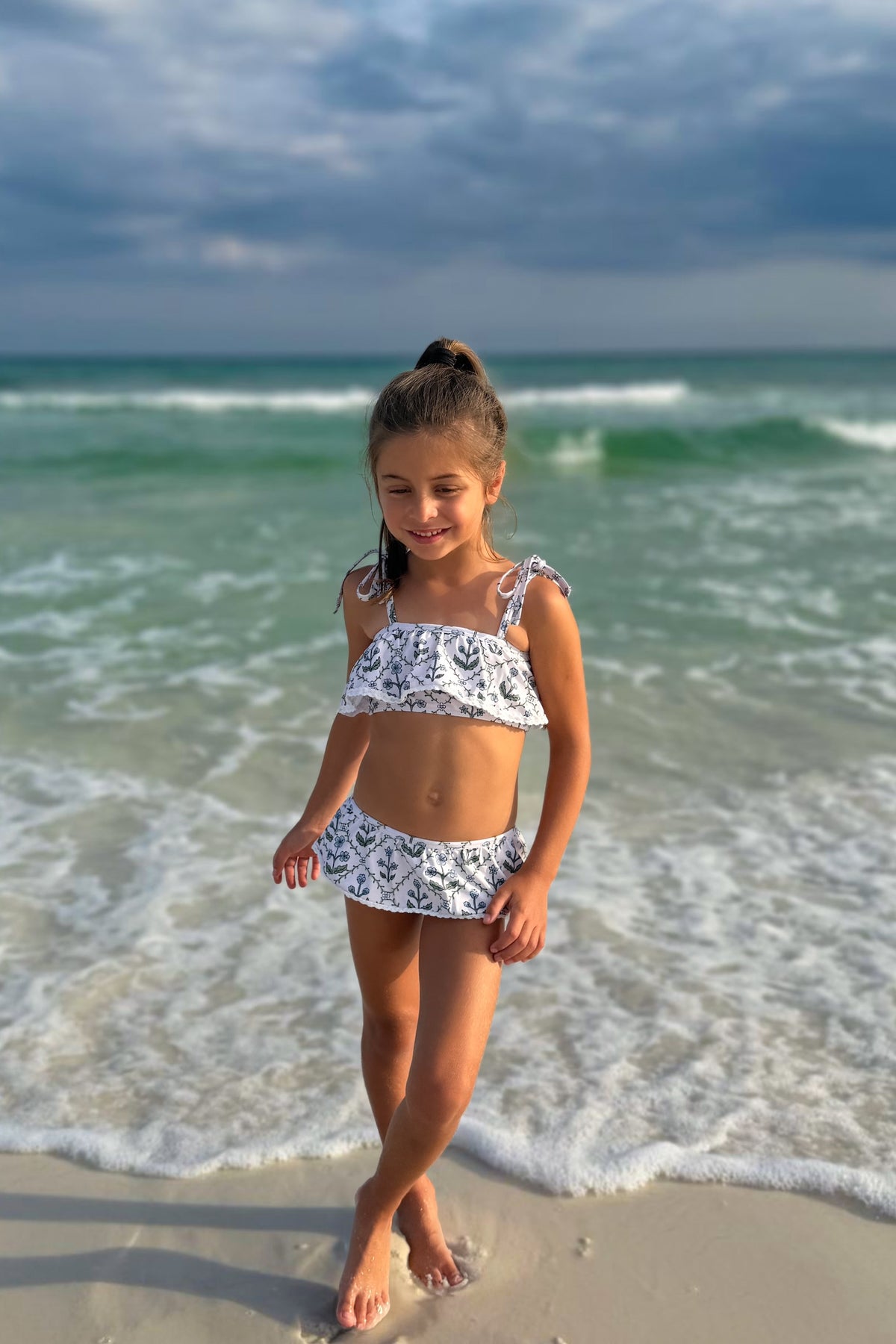 LB Girl's Swim Skirted Ruffle Set (bluebell)