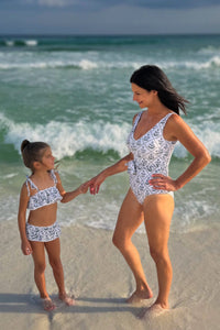 LB Girl's Swim Skirted Ruffle Set (bluebell)